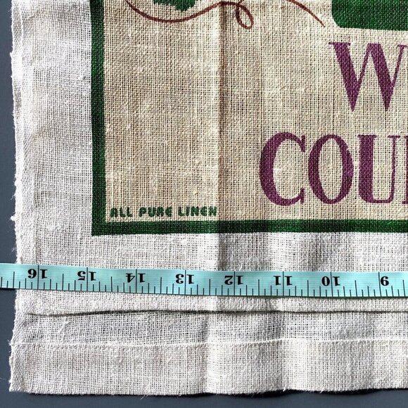 Vintage Tea Towel CALIFORNIA WINE COUNTRY 100% Linen ~16.5x27” NEW OLD STOCK - Picture 2 of 3